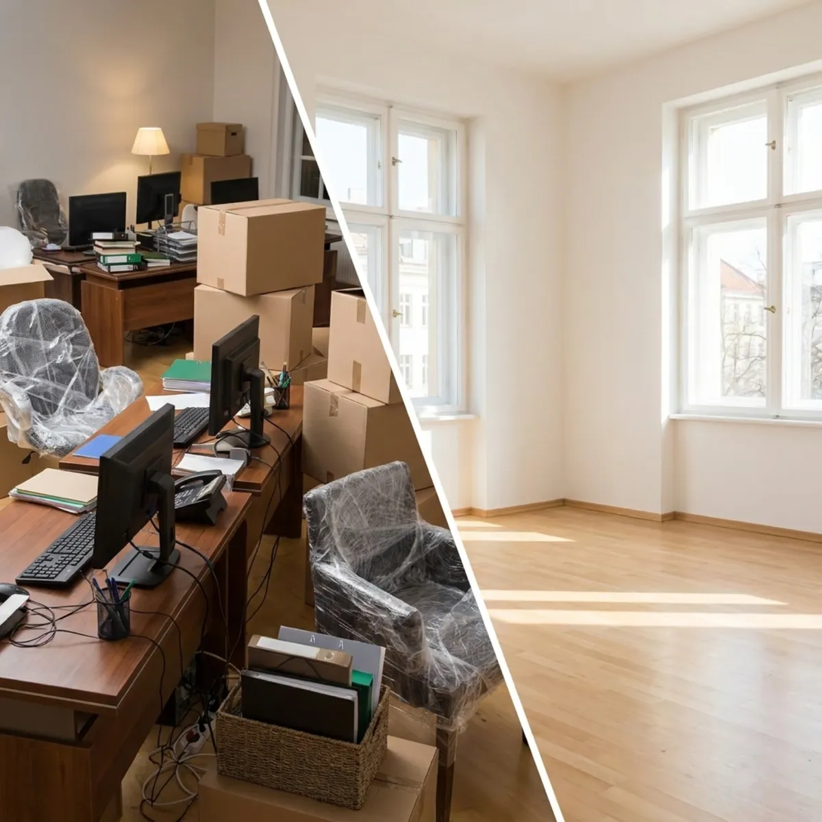 Büroentrümpelung – vorher und nachher