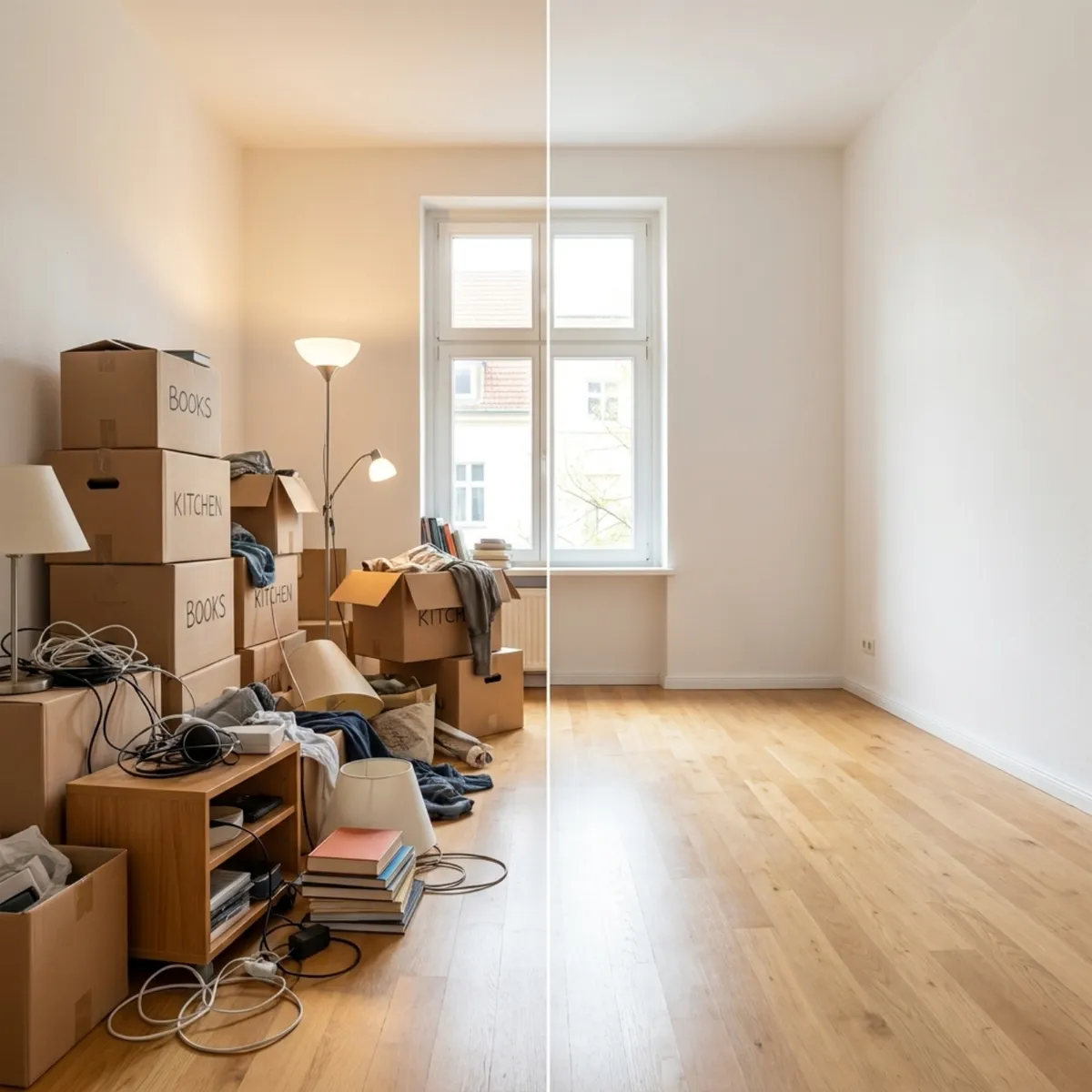 Entrümpelung vorher und nachher – leergeräumte Wohnung